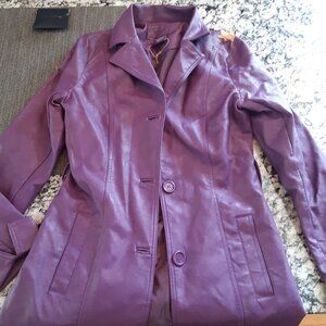 Vintage Jou Jou Purple Leather Rain Coat